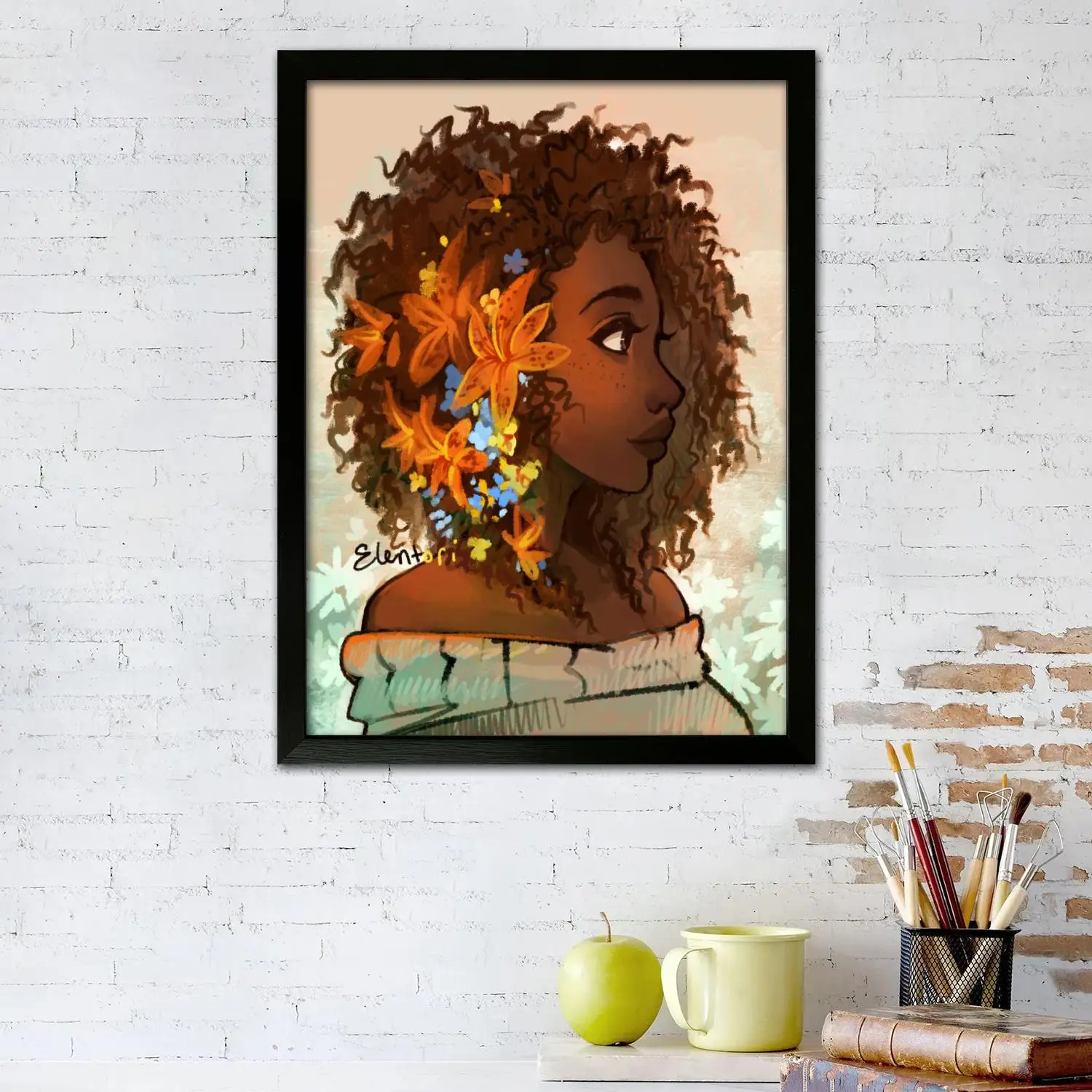 Черная девушка Холст Художественный постер Настенная живопись Печать