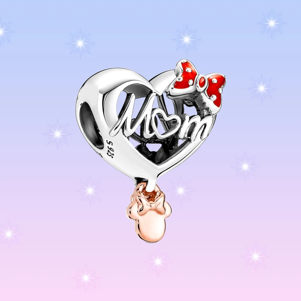 

New 100% 925 Sterling Silver Heart Bow Pendant Colorful Fit For Ladies Original Pandora Bracelet DIY Jewelry Party Gifts