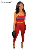 summer tight patchwork leggings set sexy tank tops and long joggers fitness pants two piece sets womens festival outfit mujer