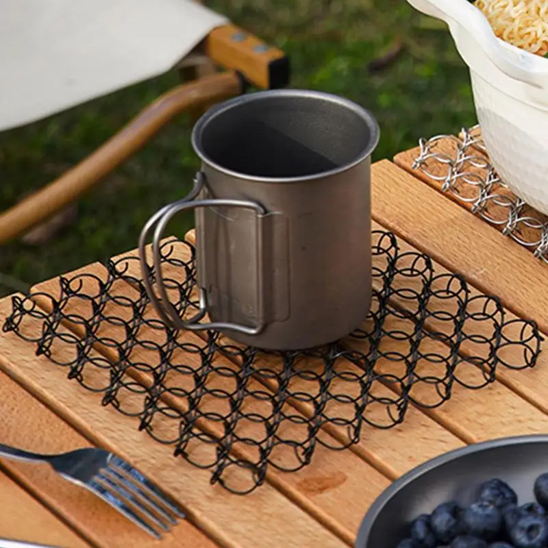 Металлический Настольный коврик Trivet для горячего горшка Открытый с защитой от
