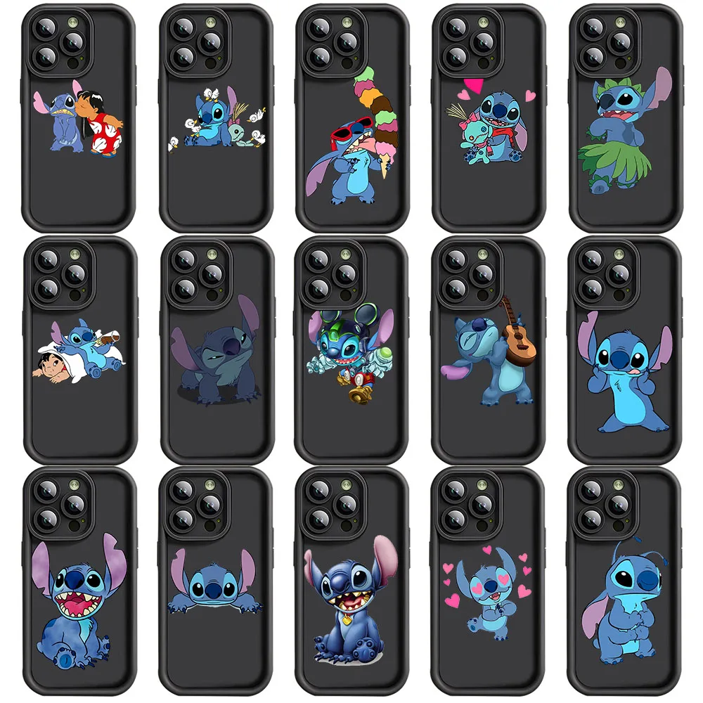 Фото Черный чехол Y-16 Stitch and Lilo для OPPO A73 A76 A16 A16K A17 A17K A58 A60 A77 A77S A98 Reno 8 8T 10 Find X3 Pro Plus 5G №1