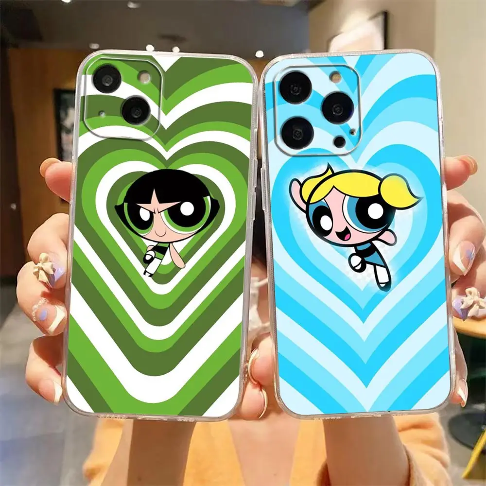 

Cartoon P-Powerpuff Girls PPG Clear Case For iphone 14 11 12 13 PRO Apple 6 7 6S 8 Plus X XR XS MAX Case TPU Capa Coque Para