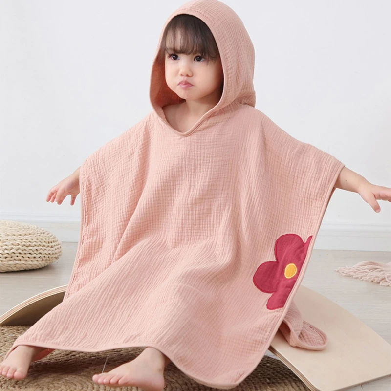 

Soft Gauze Baby Bath Towel Hooded Cloak Towel Poncho for Infant 0-5Years Toddler Soothe Towel High Absorbent Multi-layer