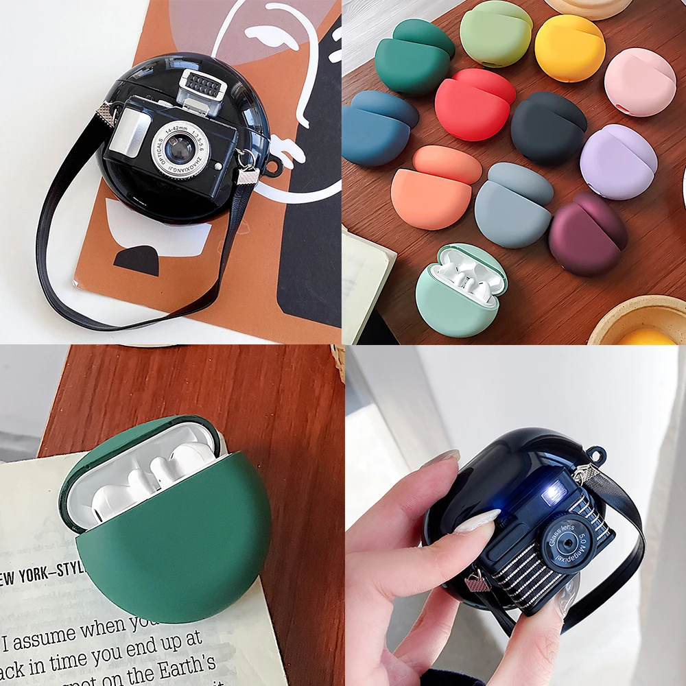 

Luxury Camera Case For Huawei Freebuds 3 4 Cute Solid Color Earphone Case For Huawei Freebuds 4 3 Freebuds4 3 Case Hard PC Cover