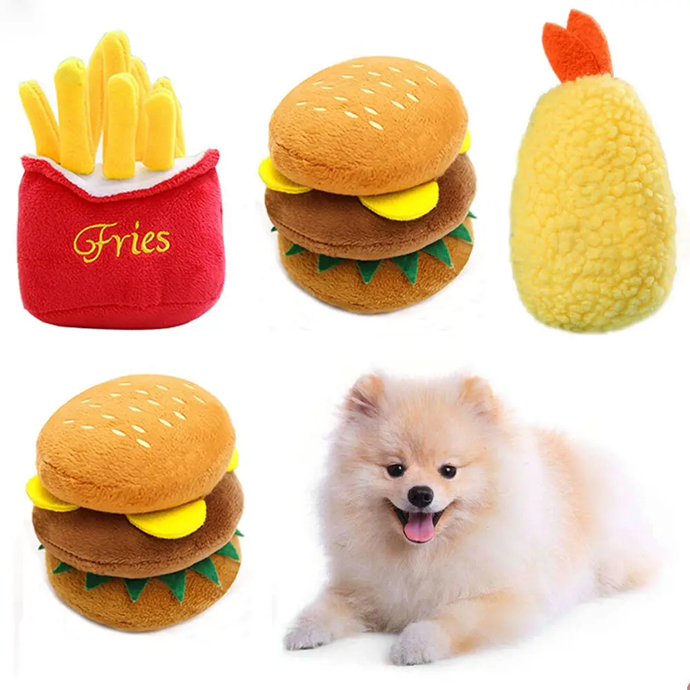 

Cute Stuffed Plush Burger Puppy Playing French Fries Chew Toys Dog Toys Pet Supplies Pet Chew Toys Pet Interacative