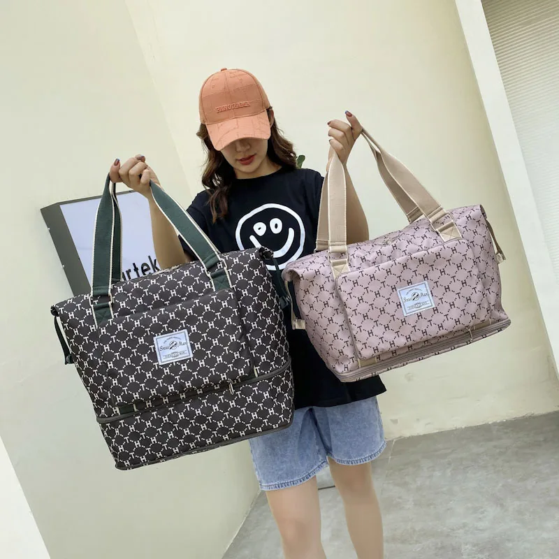 Folding Expandable Travel Bags Luggage Carry On Waterproof Foldable Weekend Handbag Large Capacity Women's Duffle Fitness Tote