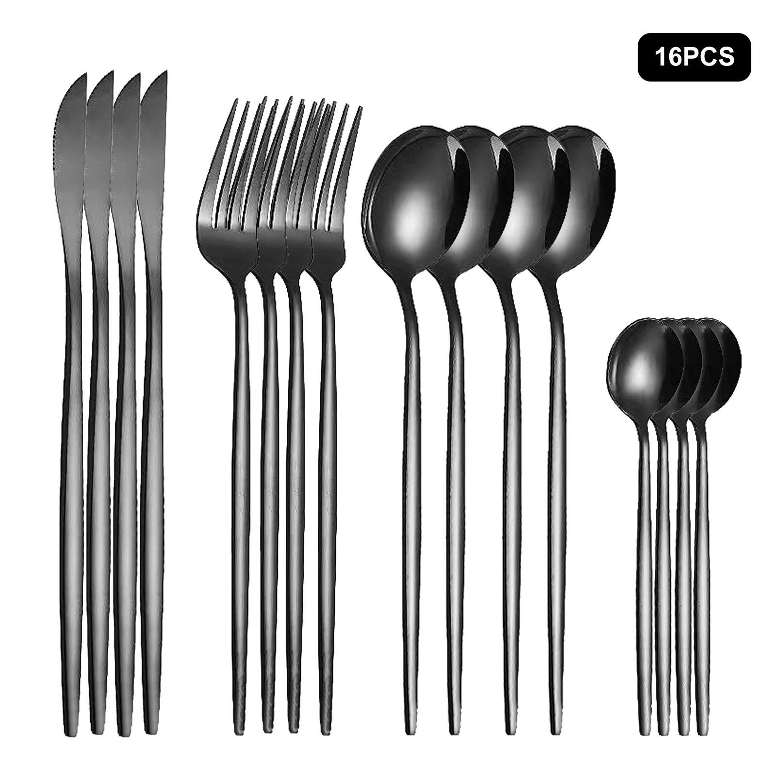 

Набор столовой посуды из нержавеющей стали, комплект из 4 приборов с гладкими краями, подходит для домашней и кухни, подходит для рождества, ...