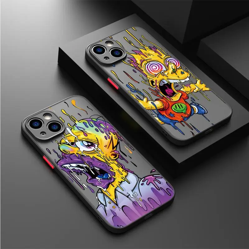 Чехол Simpsons для Apple iPhone 15 11 14 13 12 Pro 7 XR X XS Max 8 Plus Matte 6 6S SE 2022 15Pro черный чехол телефона