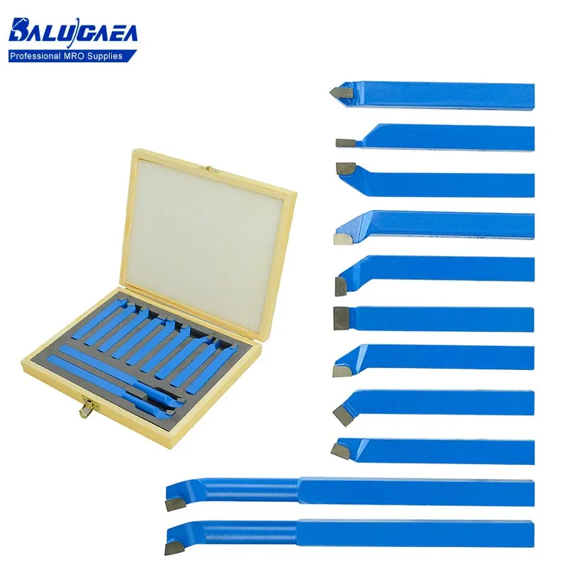 

Turning Milling Welding Bit 11pcs 12mm Shank Carbide Brazed Tip Tipped Welding Turning Tool Holder Lathe Welding Bit Set