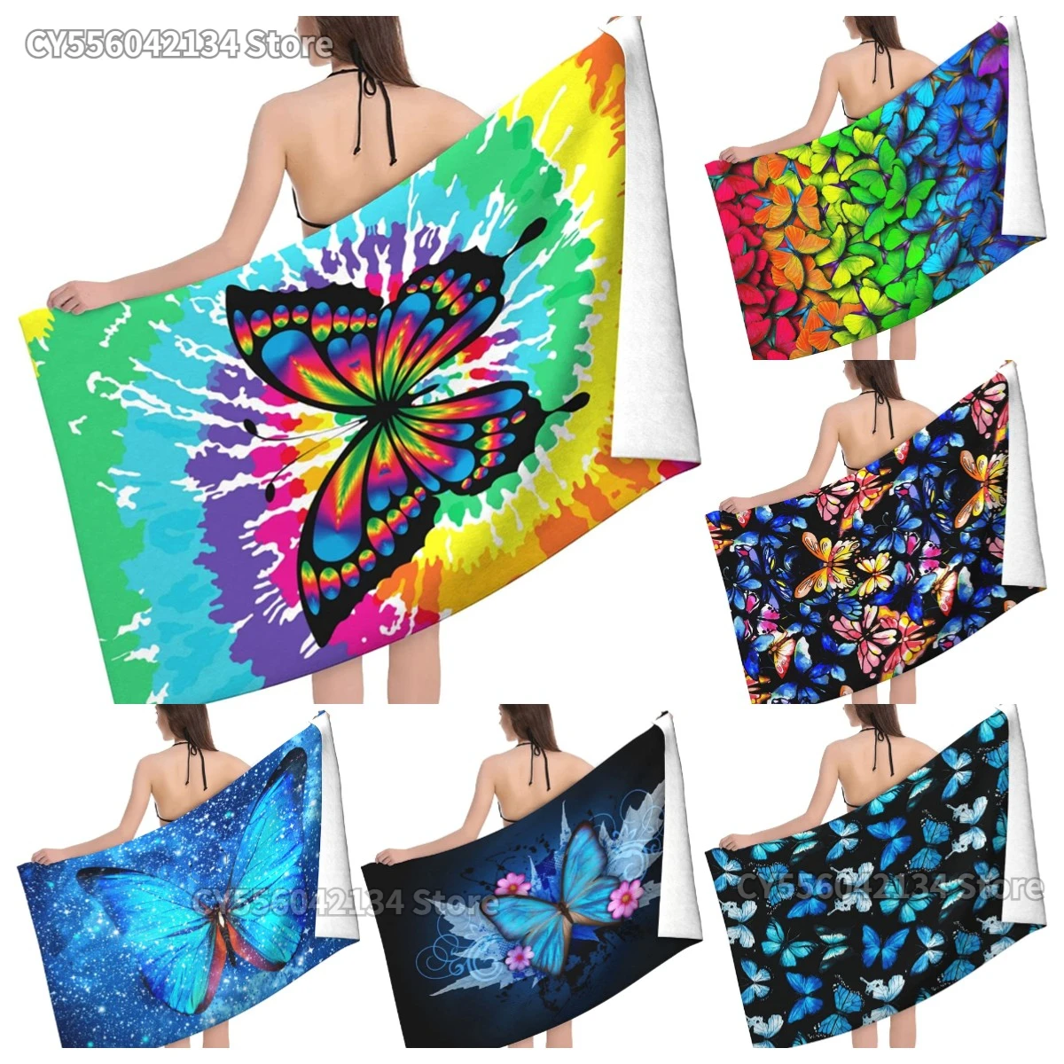 

Butterfly Microfiber Beach Towel Quick Dry Sand Proof Soft Bath Pool Beach Towels for Woman Men Adults