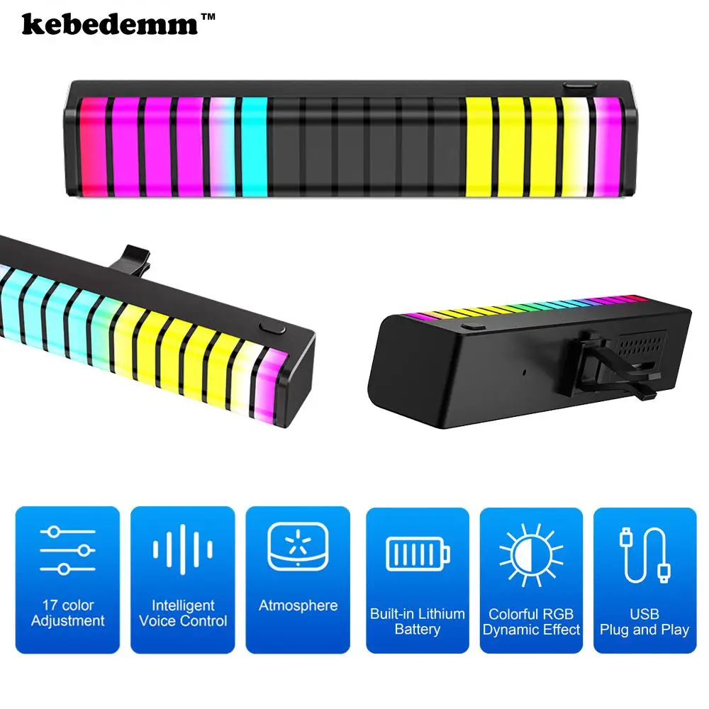 

RGB LED Strip Light Music Sound Control Pickup Rhythm Ambient Lamp Atmosphere Night Lights For Bar Car Room TV Gaming Decoration