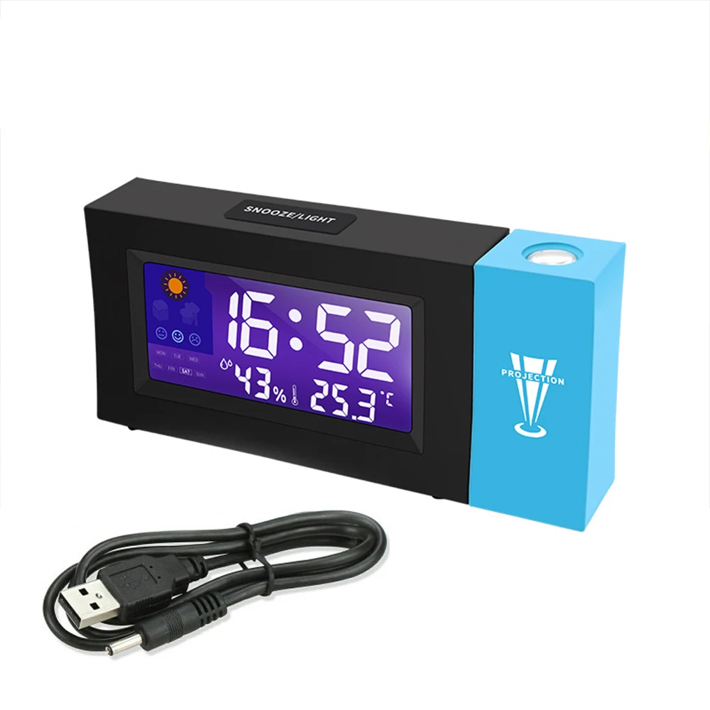 Проекционный будильник с дисплеем для помещений настольные светодиодные часы
