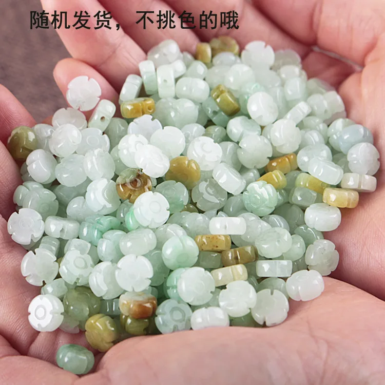 

8*3.5mm Myanmar Jades Flower Beads For Jewelry Making Diy Bracelet Necklace Burma Jadeite Hand-carved Flowers Bead Accessories