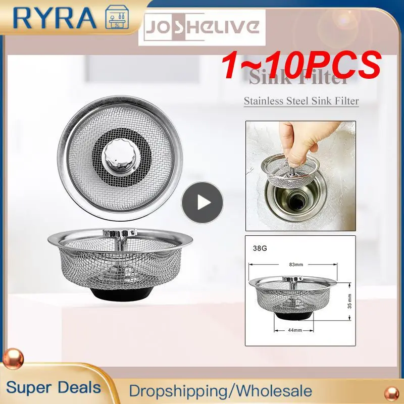 

1~10PCS Stainless Steel Sink Filter Waste Disposer Outfall Mesh Strainer Sewer Outfall Hair Stopper Kitchen Tool Kitchen