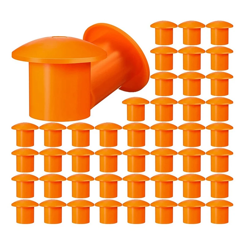 

100 Pcs Mushroom Rebar Cap Plastic Safety Caps Rebar Caps For Rebar 3 To 7, Orange Color, 2.36 X 2.17 X 1.5 Inches