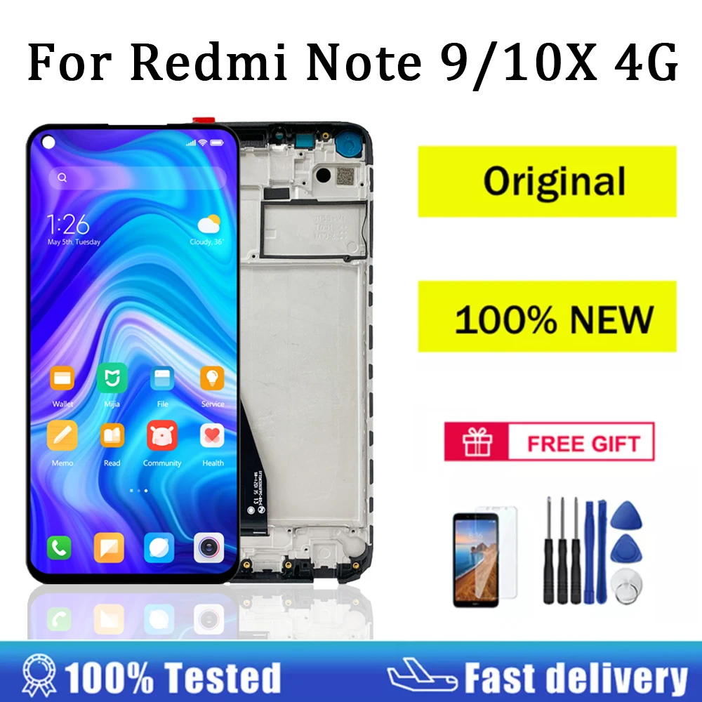 

6.5 3Original For Xiaomi Redmi Note 9 10x 4G LCD Display Touch Panel Screen Digitizer Assembly For Redmi Note 9 M2003J15SG LCD