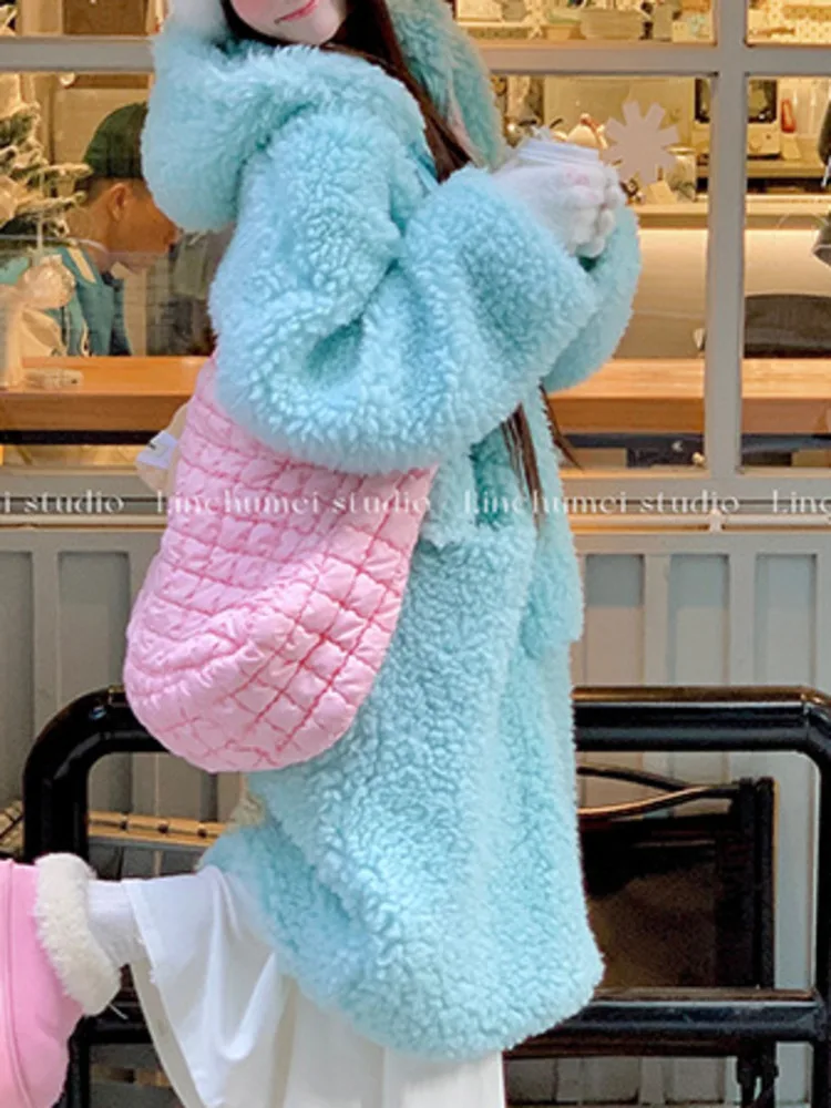 LGRQ Dopamine однотонная женская одежда с капюшоном на шнуровке из овечьей шерсти