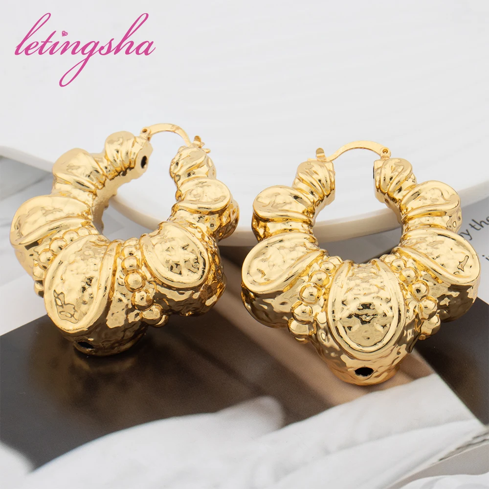 

Indian Classic Gold Color Hoop Earring African Fashion Luxury Wedding Jewellery Dubai Style Earrings Party Anniversary Gift