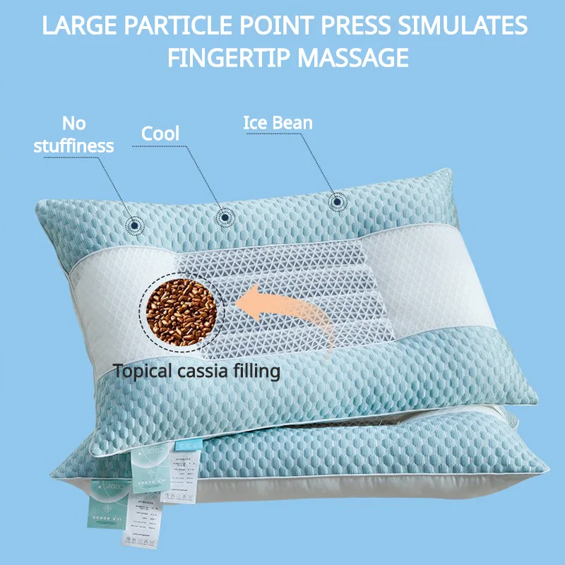 

Cassia Seed Pillow Health Care Massage Pillow Core Protect Cervical Pillow To Help Sleep Bedding Pillows for Bedroom Neck Pillow