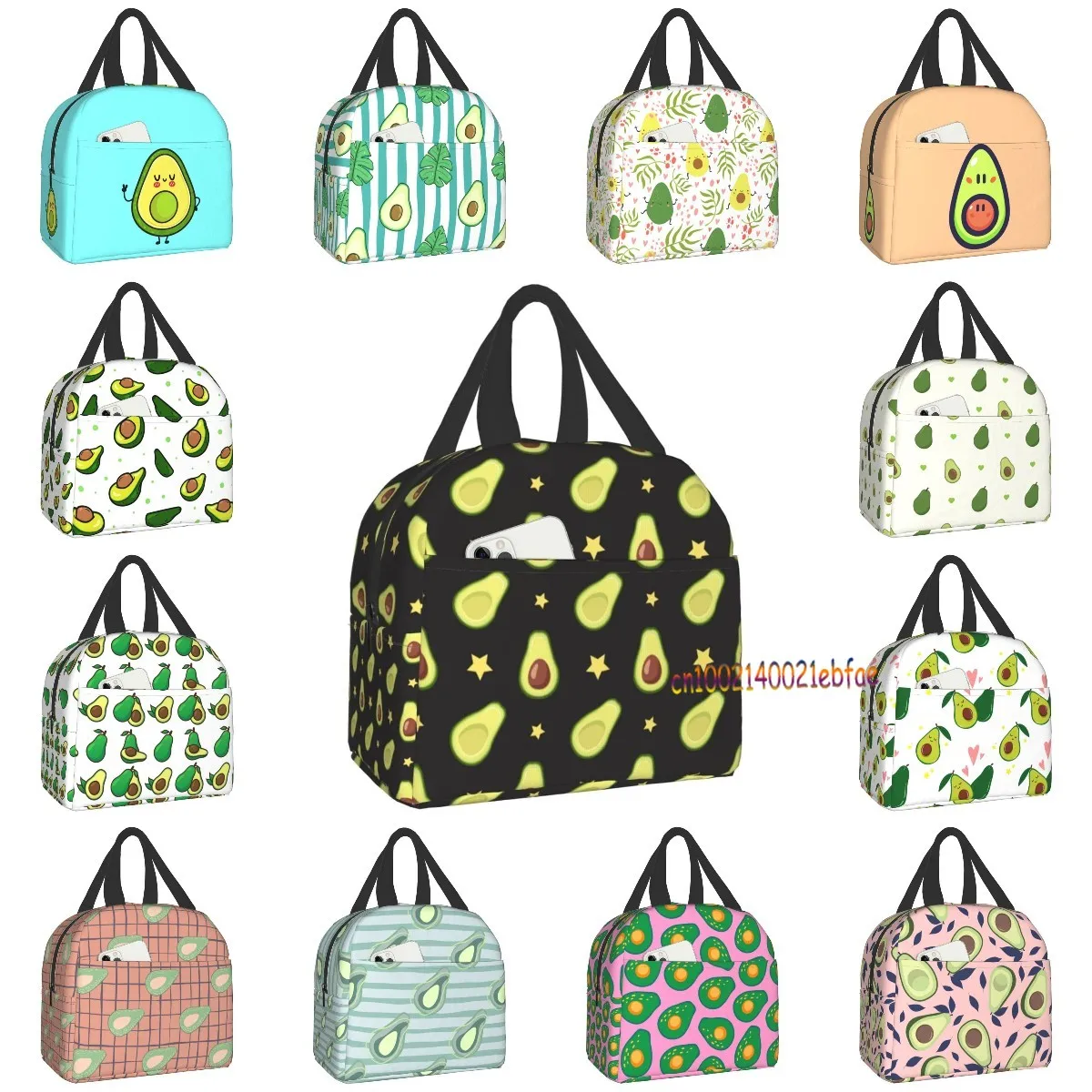 

Avocado And Stars Lunch Bag Travel Box Work Bento Cooler Reusable Tote Picnic Boxes Insulated Container Bags For Women Men