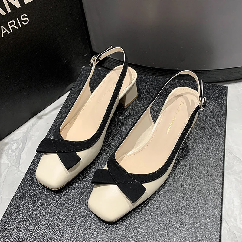 

Женские босоножки на среднем каблуке, туфли мэри джейн с круглым носком, Новинка лета 2023, туфли-лодочки, модные сланцы, Дизайнерские офисные классические женские туфли