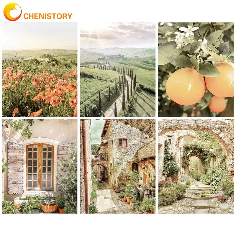 

CHENISTORY Oil Painting By Numbers Handmade Drawing By Numbers Field Landscape Adults Crafts Wall Art On Canvas Number Painting