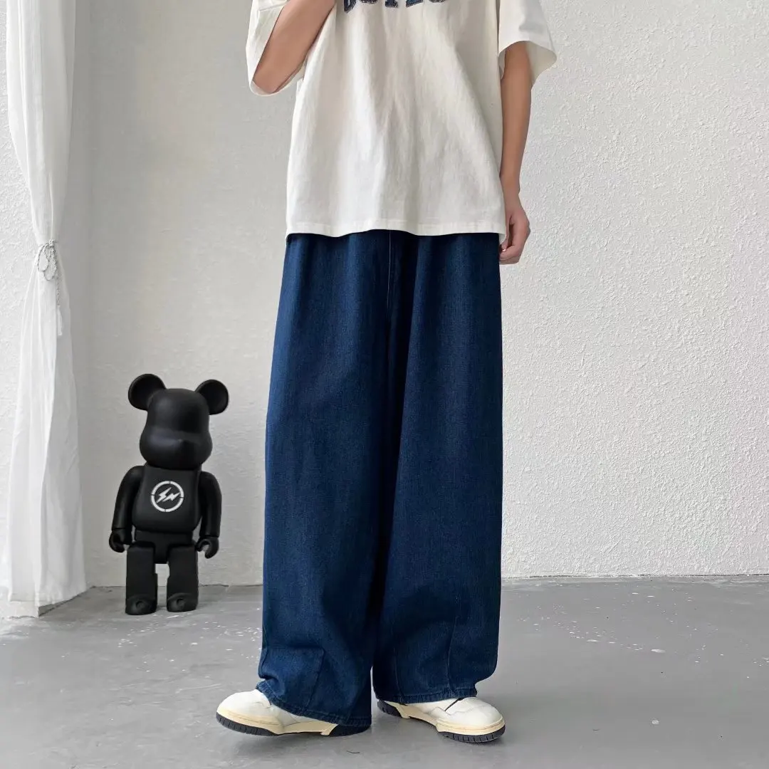 Men's Loose Casual Korean Streetwear Hip Hop Harajuku Extra Size Jeans High Street Baggy Denim Long Pants