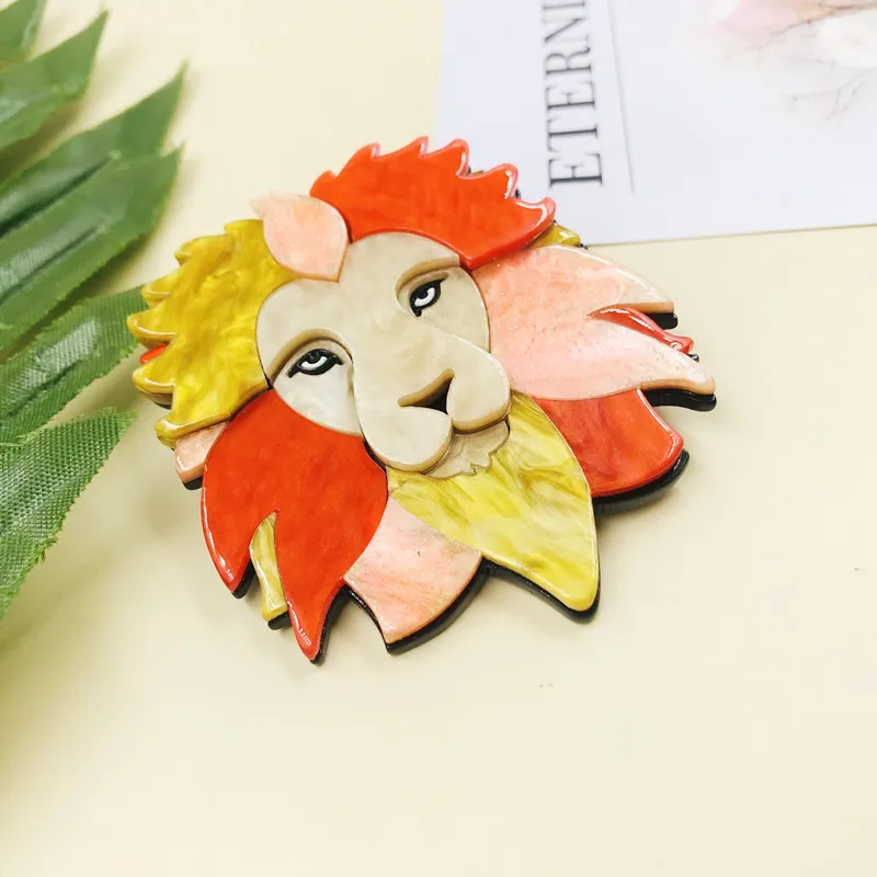 

Fashion Acrylic Lion Brooches For Women Animal Design Lapel Pins Strong Lion Animal Party Office Brooch Pin Accessories Gifts