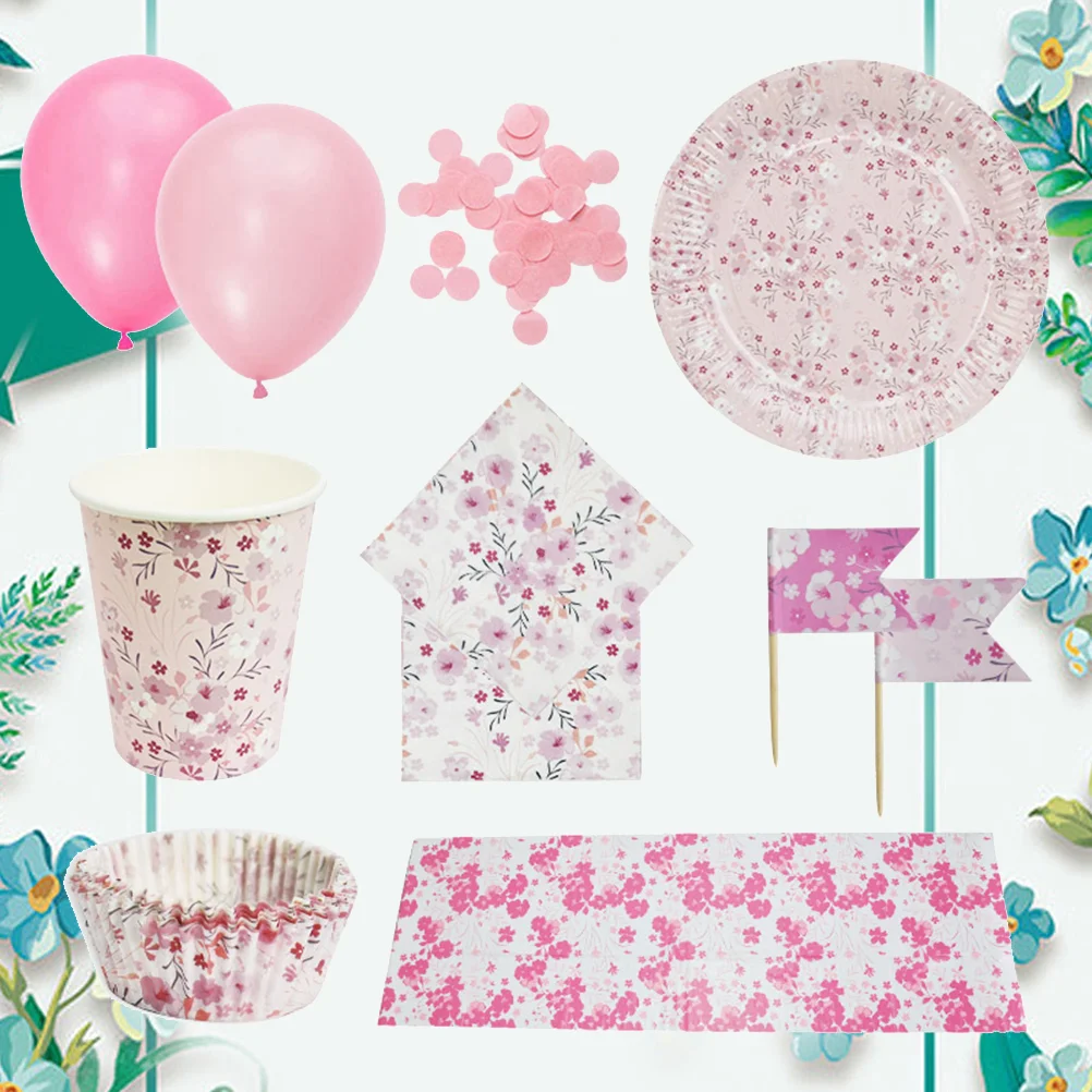 

Sakura одноразовая посуда, бумажные стаканчики, тарелки, воздушные шары, товары для дня рождения для девочек)