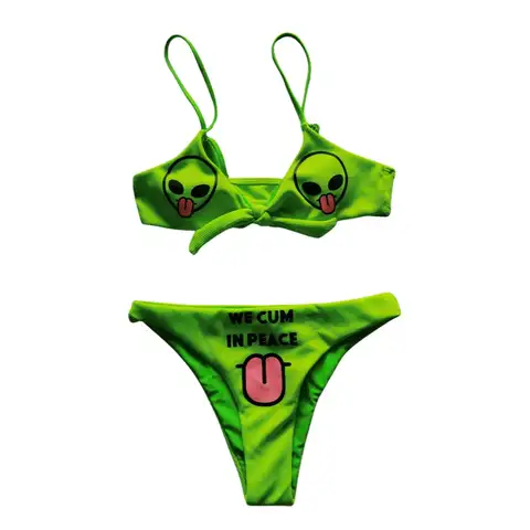 Women Two Piece Bikinis Set Summer Casual Swimsuit Skull Print Push Up Padded Bra with Briefs Bathing Sexy Swimwear