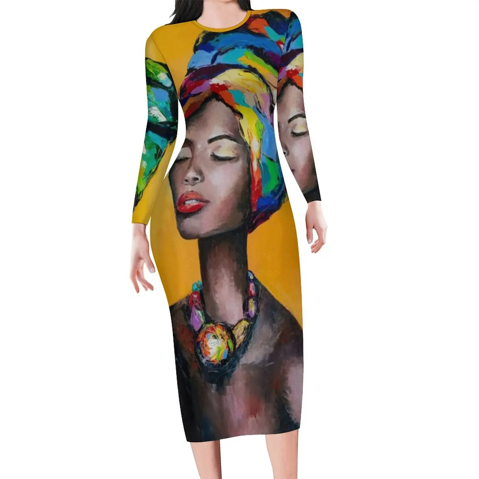 

Платье женское Облегающее с длинным рукавом, большие размеры 4XL 5XL