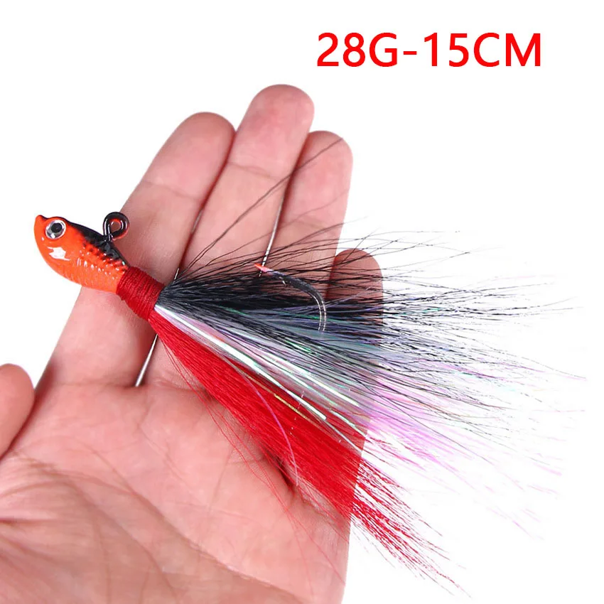 

1 Piece 28G 15CM Fishing Lure Metal Swim Buck Tail Jig Hook Bait Deer Hair Feather Hook Beard Jigging Lure Fishing Lures