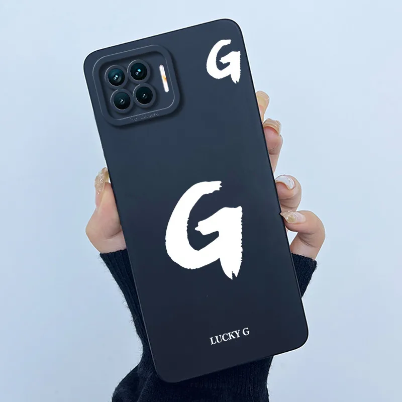 Фото Для OPPO F17 Oppo F17 Pro Чехол Oppo A73 A93 Reno 4F Задняя крышка ТПУ Силиконовый Lucky Initial Letter Пара Телефон Бампер Мягкий чехол №2