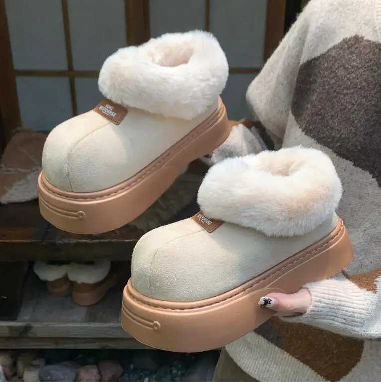 Зимние сапоги женские зимние модные бархатные утолщенные хлопковые туфли на