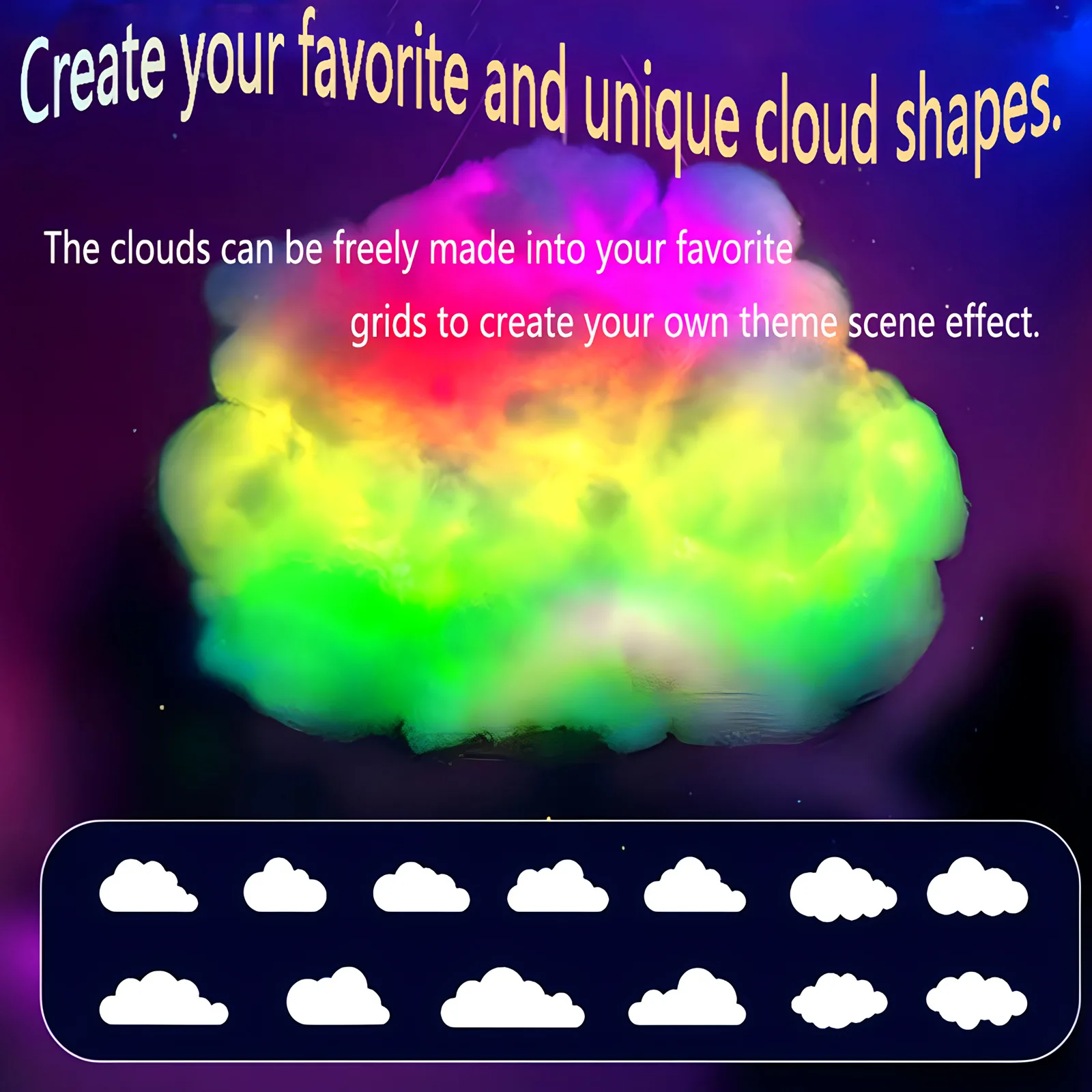 Фото Светодиодная лента LED Cotton Clouds с синхронизацией музыки, RGBIC, управление через смарт-приложение, умный пульт ДУ, атмосферная потолочная лампа для декора игровой комнаты №4