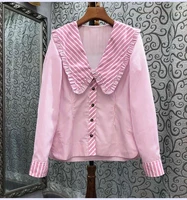 100cotton shirts 2022 autumn style women turn down collar striped prints long sleeve casual vintage tops shirt blouses ladies
