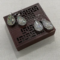 natural abalone shell pendant 21x35mm drop shape rhinestone bezel for diy making charm jewelry necklace earring accessories