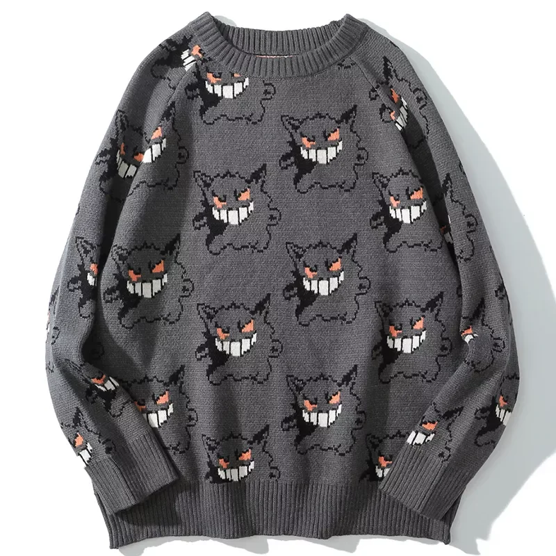 Men Harajuku Anime Hip Hop Streetwear Men Clothing Spandex Pullover O neck Fashion Casual Couple Male Sweaters|Pullovers