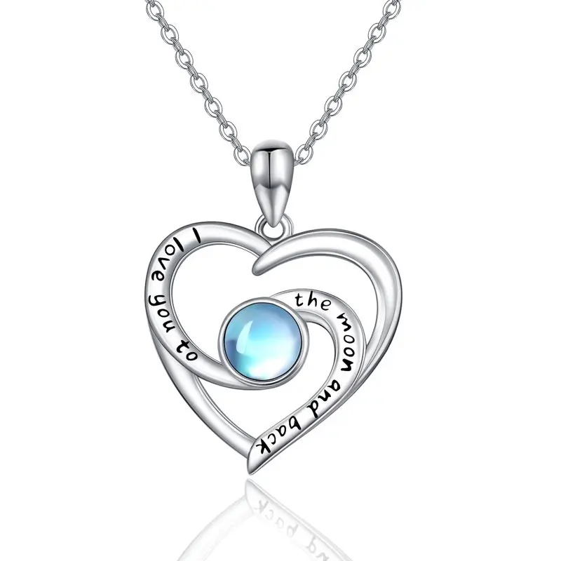 

Heart Necklace 925 Sterling Silver I Love You to Moon and Back Necklaces for Women Girls Girlfriend, Mothers day Jewelry Birthda