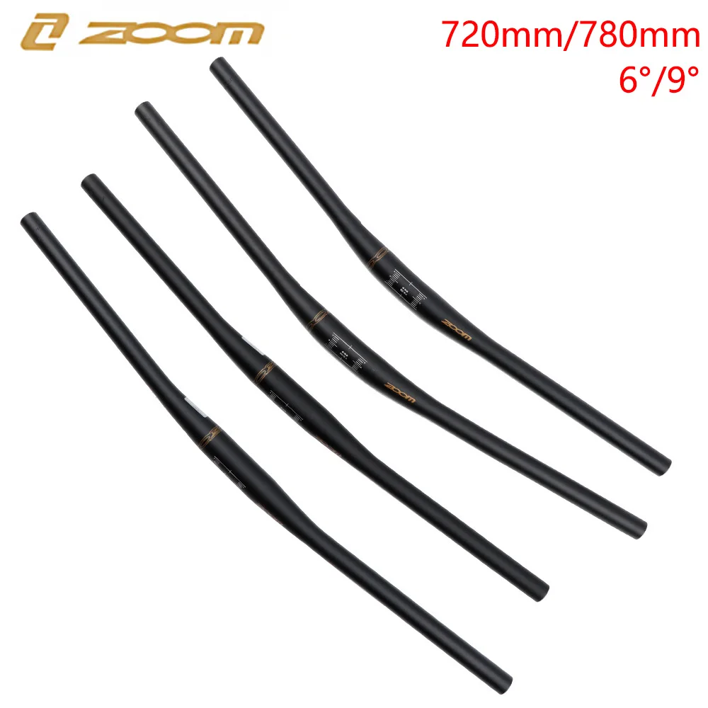 

ZOOM Bicycle Handlebar MTB Handle Horizontal 31.8mm 22.2mm Caliber Aluminum Alloy 6/9 degrees 720/780MM Swallow-shaped Handlebar