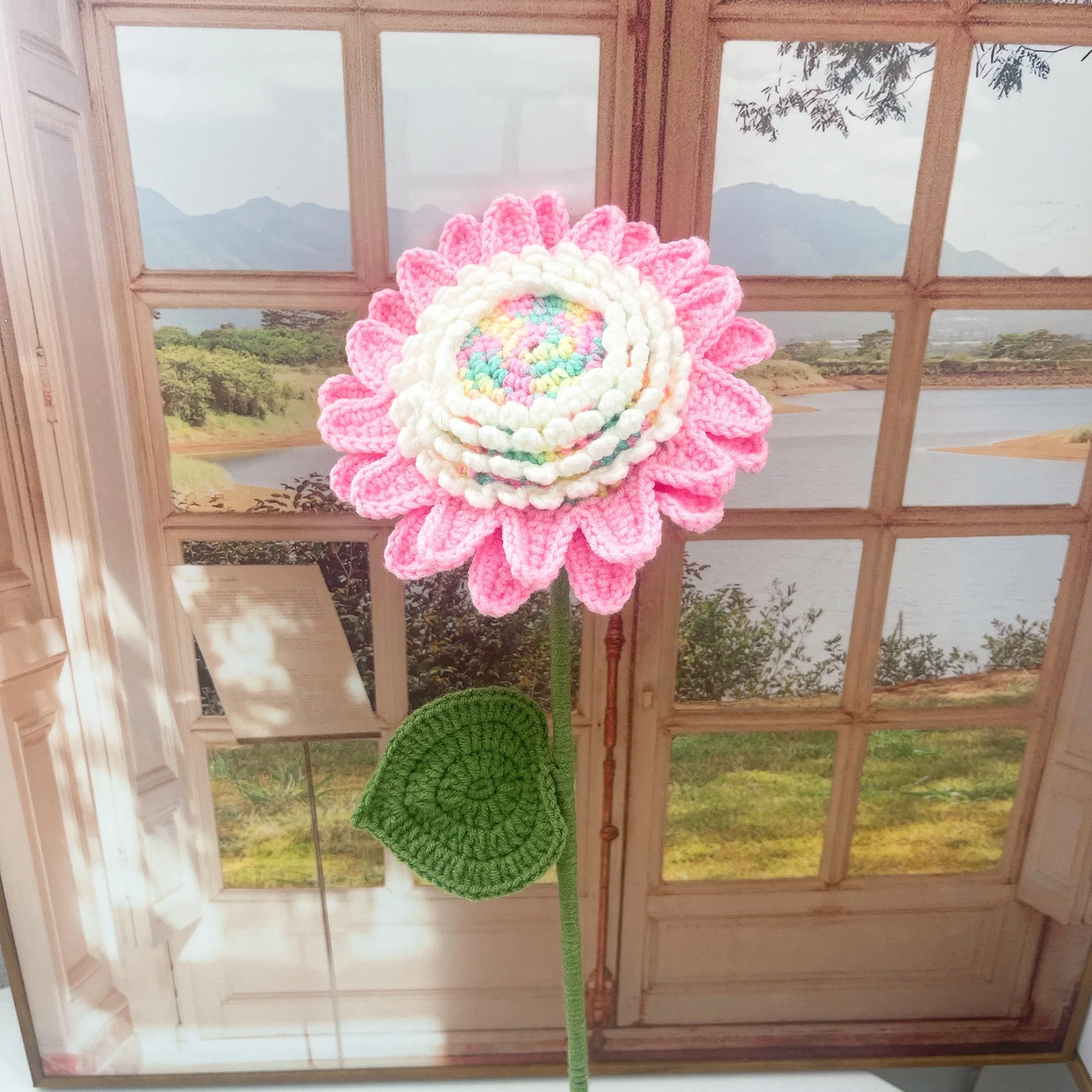 

3PCS Multilayer Sunflowers Knitting Flowers Hand Knitting Artifcial Flowers Party Thanksgiving Mother's Day Gift