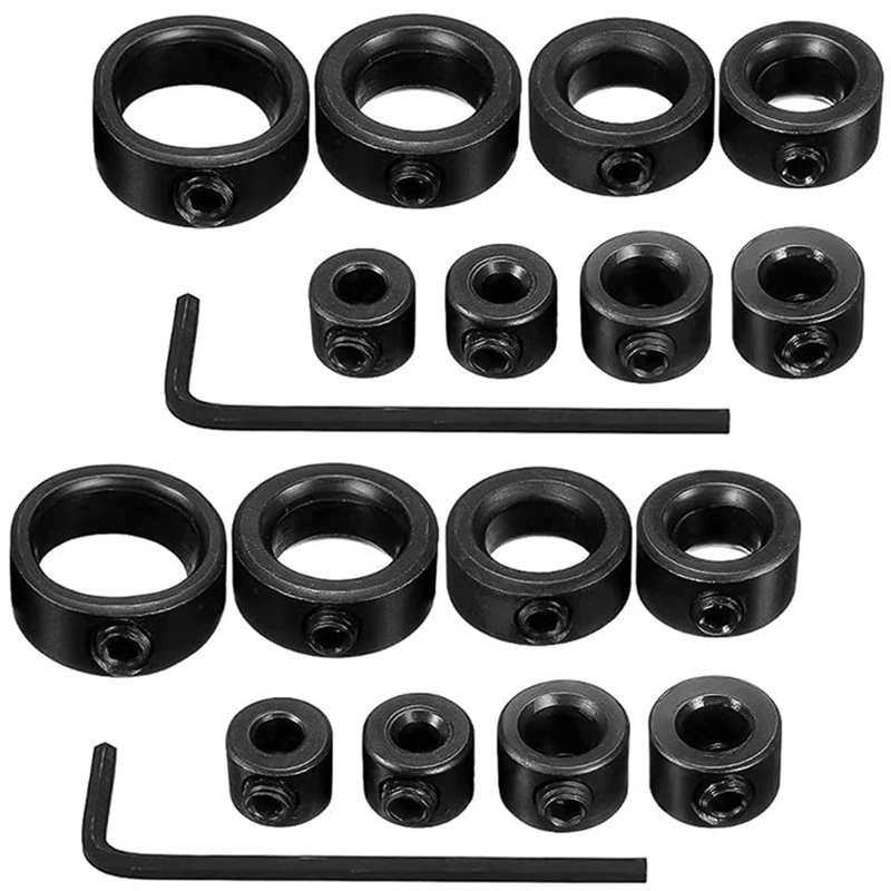 

Hot XD-8Pcs Drill Depth Stop Collar Limite Rings, Adjustable Dowel Shaft Chuck Positioner Locator For Drill Consistent Drilling