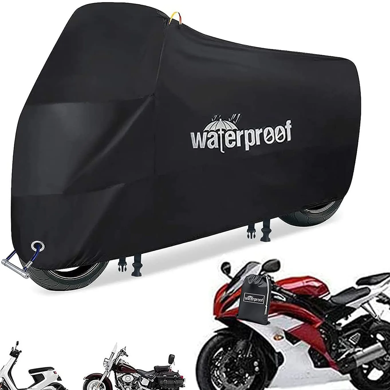 Motorcycle Cover Waterproof All Season Dustproof UV Protective Outdoor Indoor Scooter  Wear-resistant Fabric Motorbike Cover