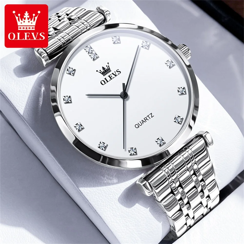Бренд OLEVS 2024 новые модные кварцевые часы для мужчин роскошный ремешок из