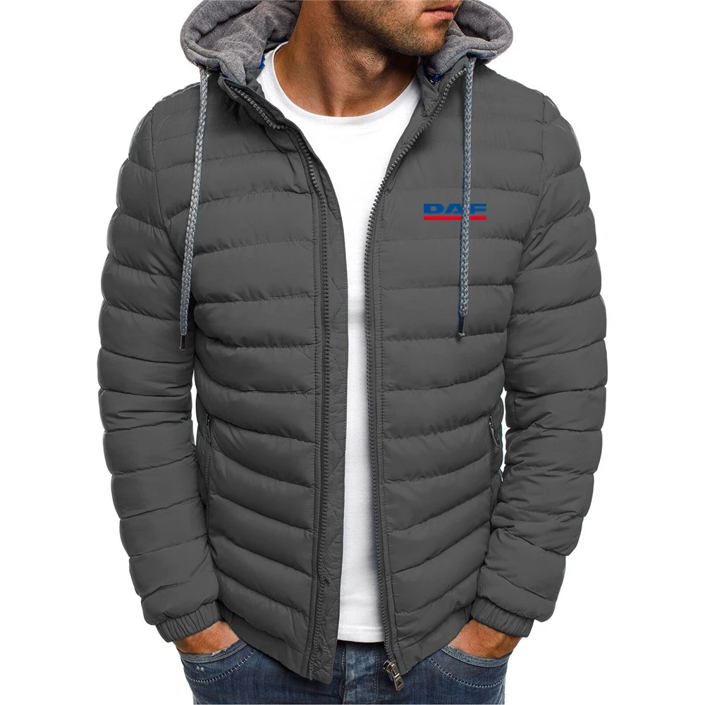 

2023 DAF Truck Logo Men Parkas Fashion Solid Hooded Cotton Coat Jacket Casual Warm Clothe Overcoat Streetwear Puffer Jacket