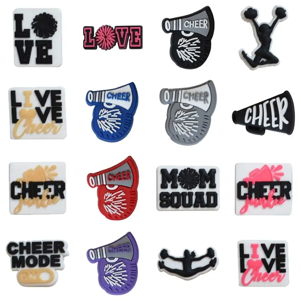 

Wholesale 1pcs PVC Shoe Accessories for Crocs Charms Cheerleading Women Sandals Buckle Kids Pins Decoration Jeans Party Favors