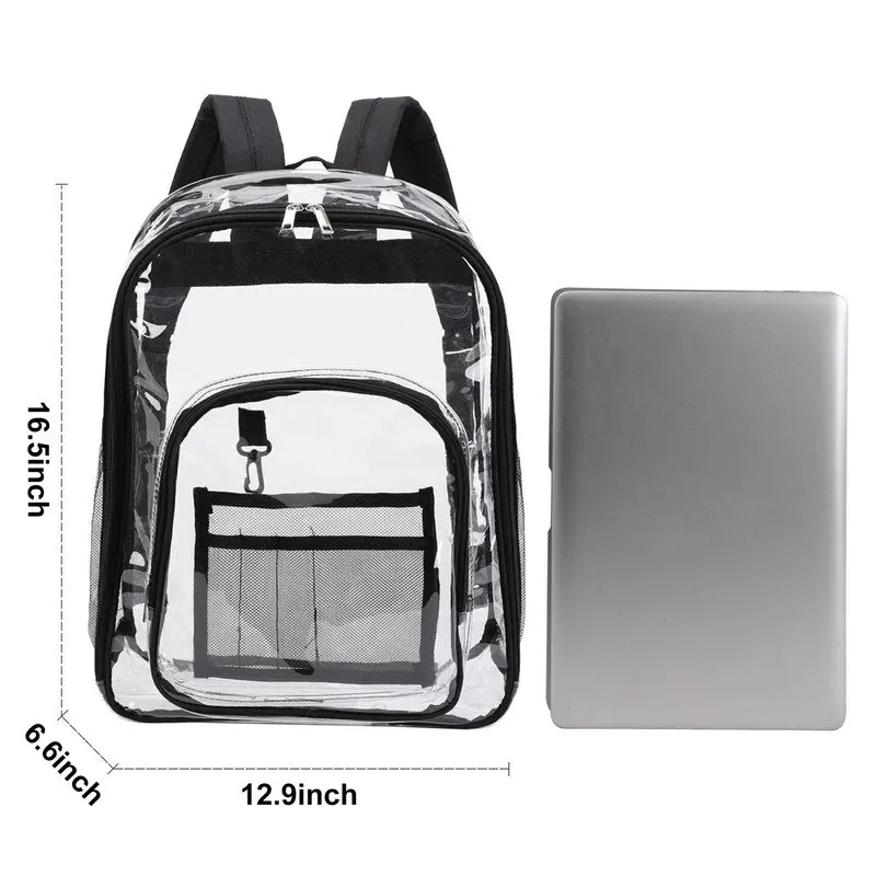Waterproof Clear Backpack Heavy Duty PVC Transparent Large Capacity Backpack with Reinforced Strap for School, Work, Stadium, Tr