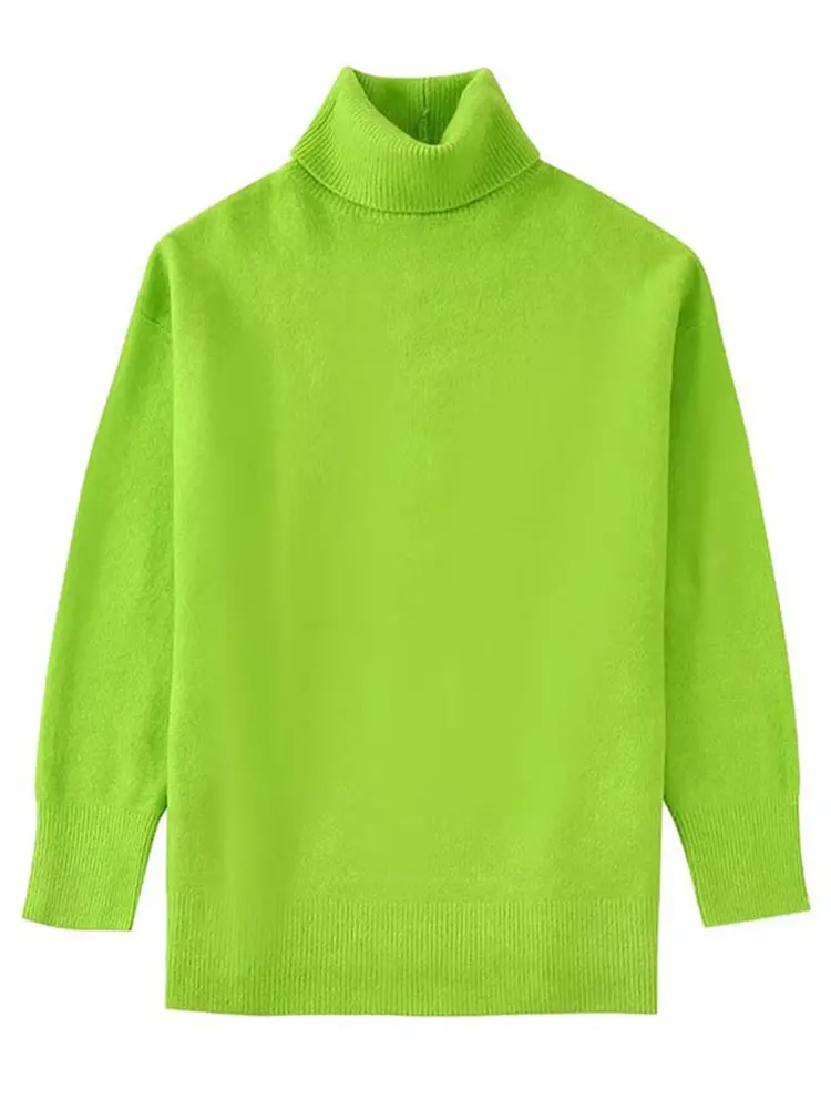 Свитер женский оверсайз с высоким воротником базовый однотонный трендовый