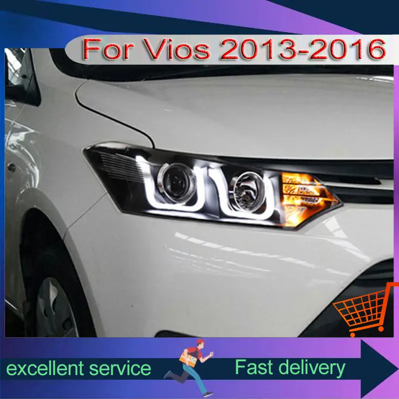 Модифицирующая автомобильная фара для Toyota Vios 2013-2016 сборка со светодиодной