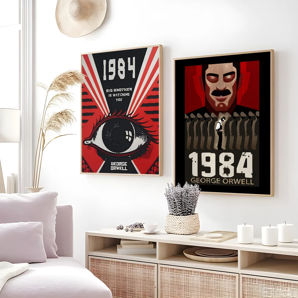 1984 G-GeorgeS O-Orwel Poster Sticky Wall Art Printing Waterproof Home Living Bed Room Bar Aesthetic Decor